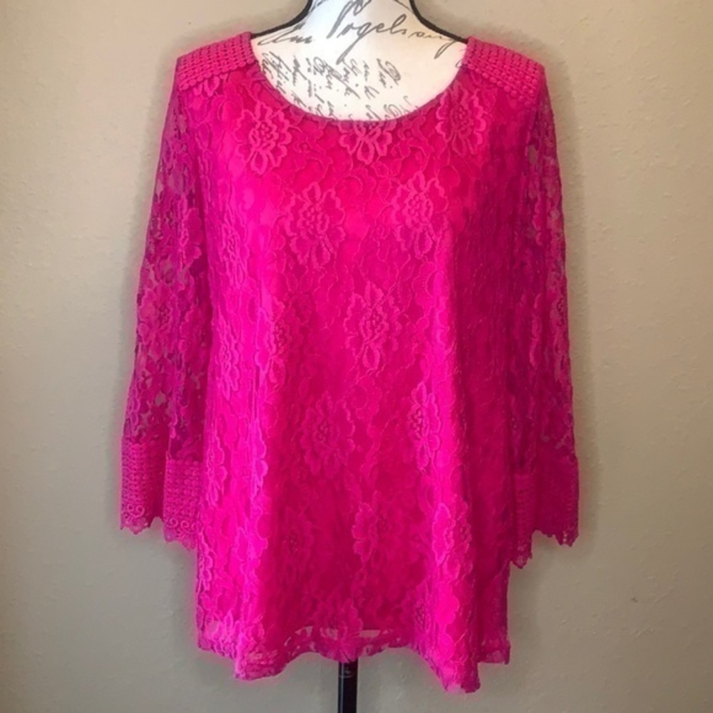 NWT Style & Co lace lined top eyelet crochet trim